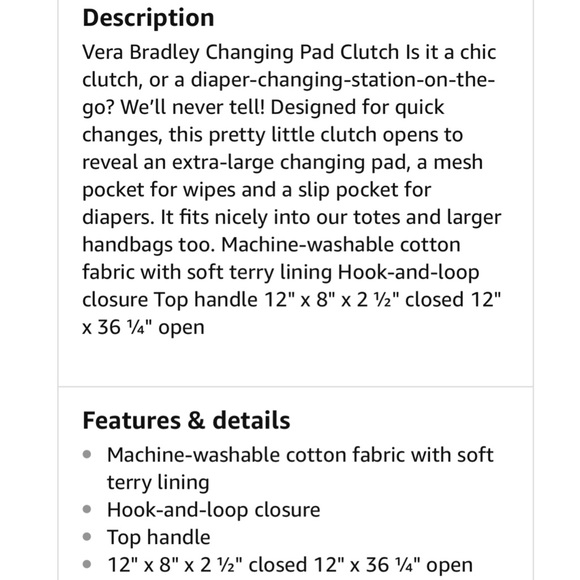 Vera Bradley Diaper Changing Pad - Picture 8 of 8